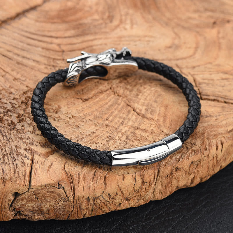 Dragon Leather Titanium Steel Strength Buckle Bracelet