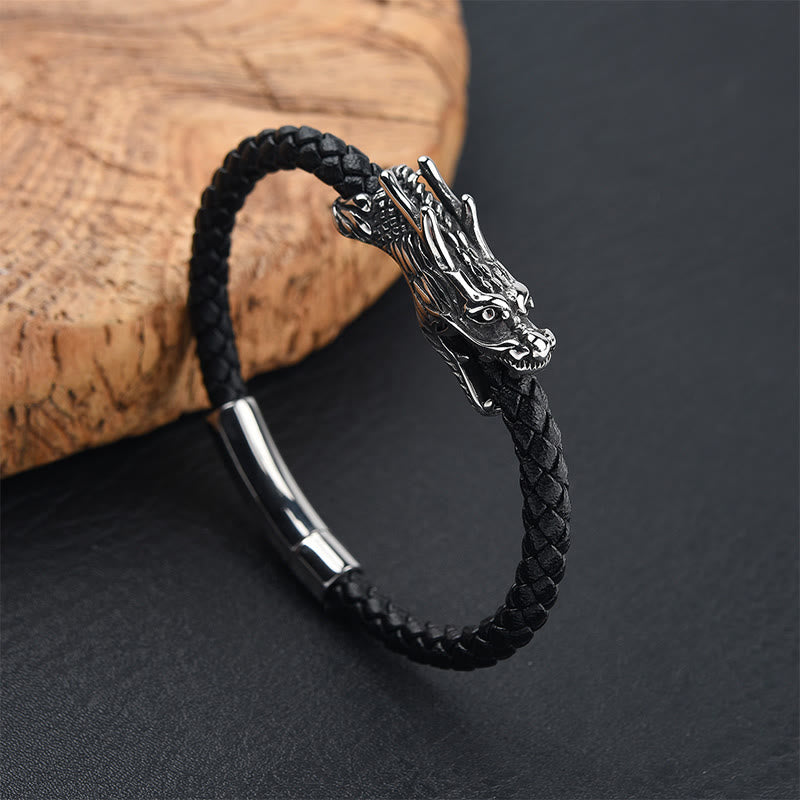 Dragon Leather Titanium Steel Strength Buckle Bracelet