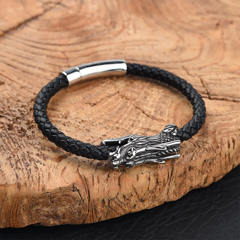 Dragon Leather Titanium Steel Strength Buckle Bracelet