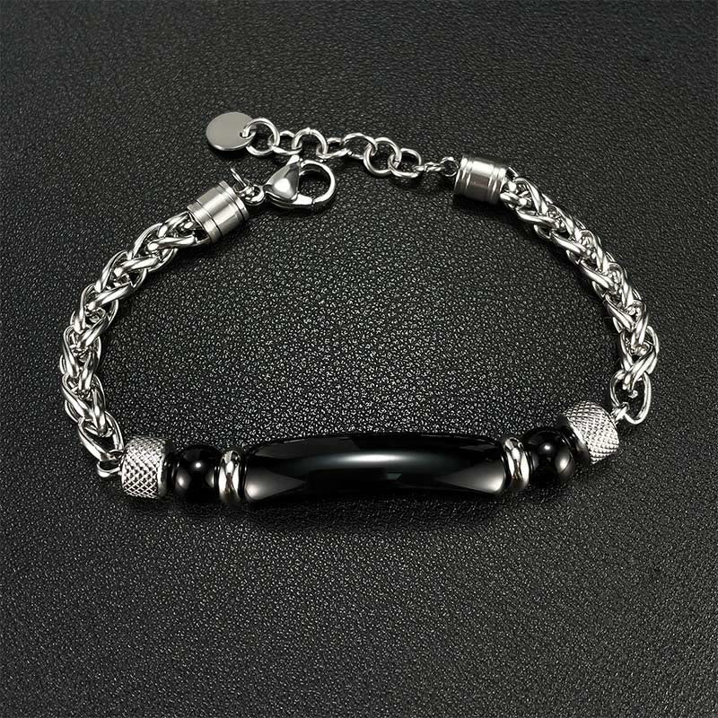 Black Obsidian Titanium Steel Strength Chain Bracelet