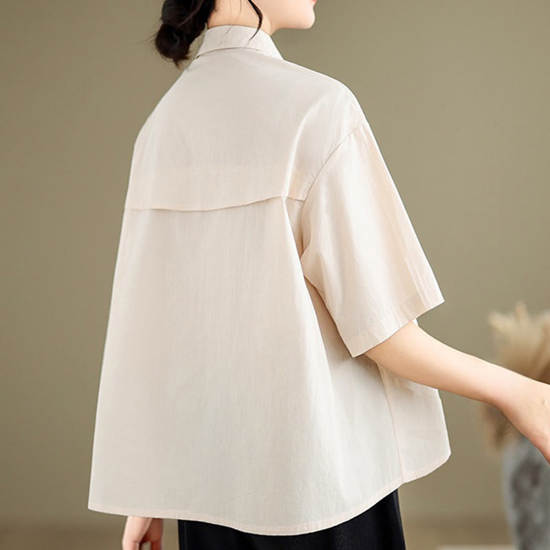 Breathable Cotton Stand Collar Embroidered Mindful Shirt
