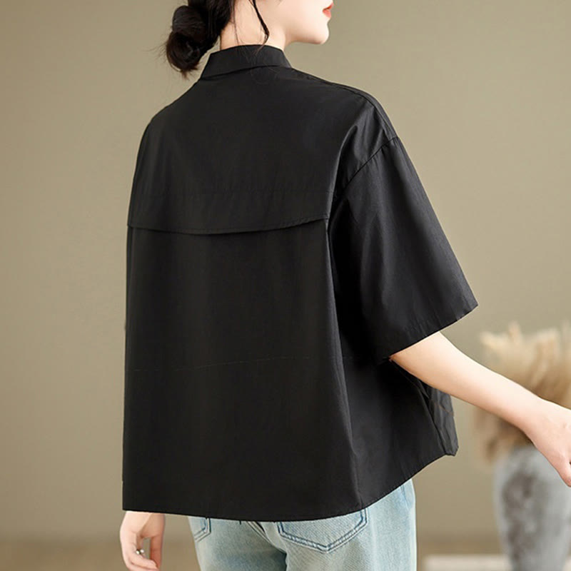 Breathable Cotton Stand Collar Embroidered Mindful Shirt