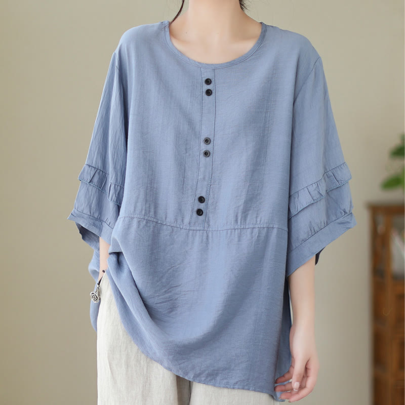 Casual Summer Plain Crew Neck Women's Polyester Short Sleeve T-shirt