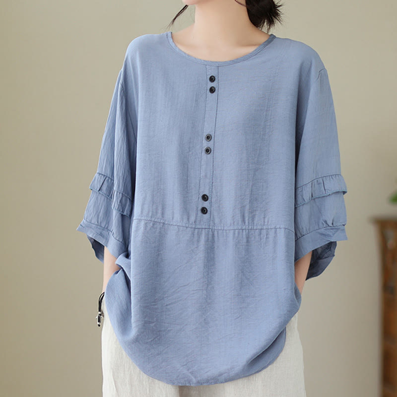 Casual Summer Plain Crew Neck Women's Polyester Short Sleeve T-shirt