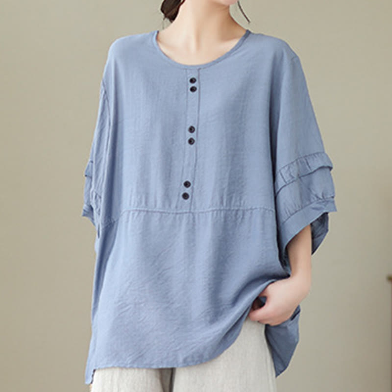 Casual Summer Plain Crew Neck Women's Polyester Short Sleeve T-shirt