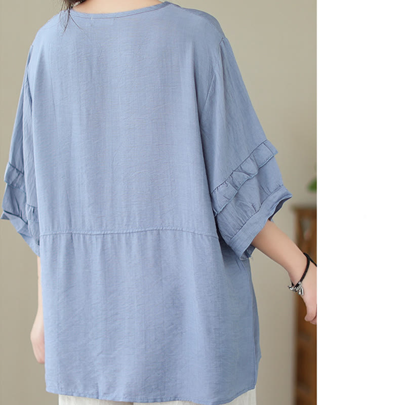 Casual Summer Plain Crew Neck Women's Polyester Short Sleeve T-shirt