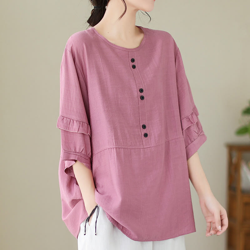 Casual Summer Plain Crew Neck Women's Polyester Short Sleeve T-shirt