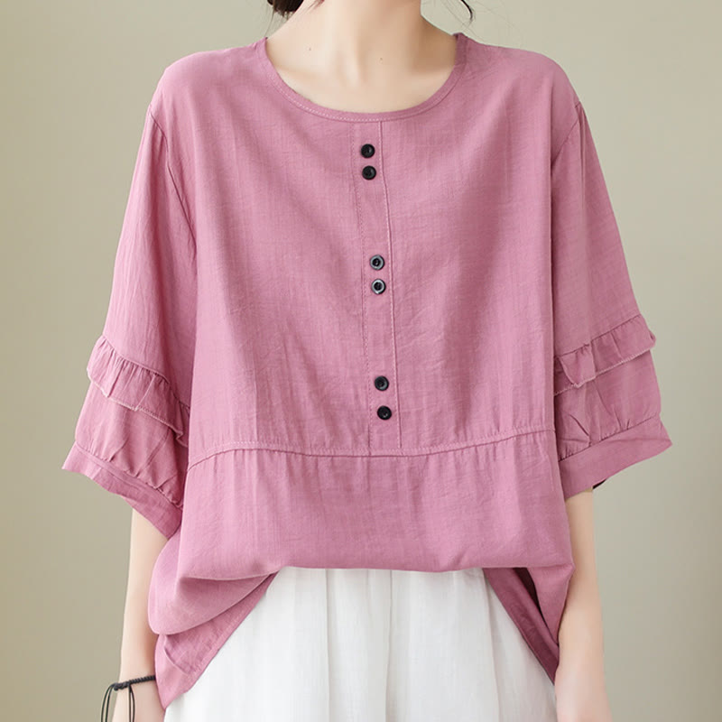 Casual Summer Plain Crew Neck Women's Polyester Short Sleeve T-shirt