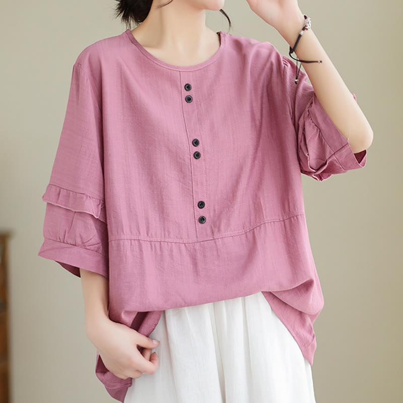 Casual Summer Plain Crew Neck Women's Polyester Short Sleeve T-shirt