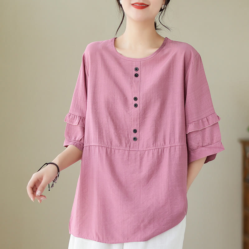 Casual Summer Plain Crew Neck Women's Polyester Short Sleeve T-shirt
