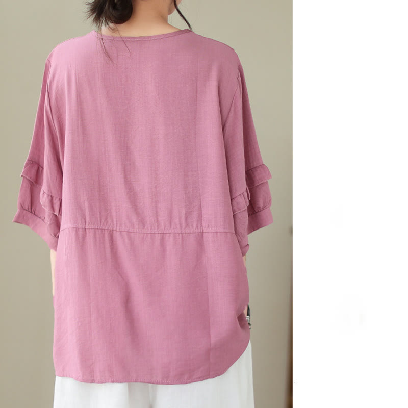 Casual Summer Plain Crew Neck Women's Polyester Short Sleeve T-shirt