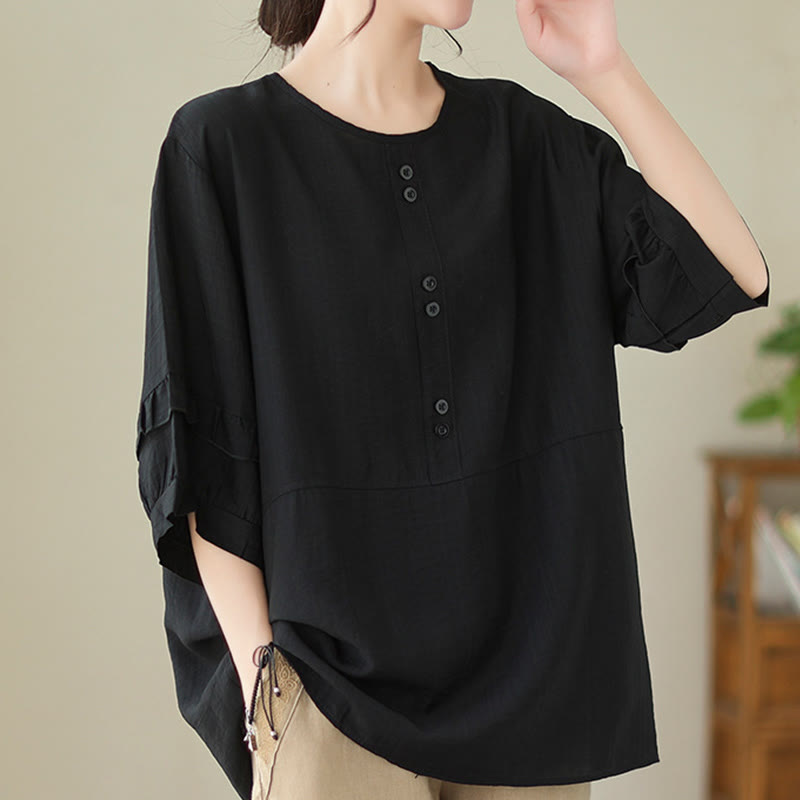 Casual Summer Plain Crew Neck Women's Polyester Short Sleeve T-shirt