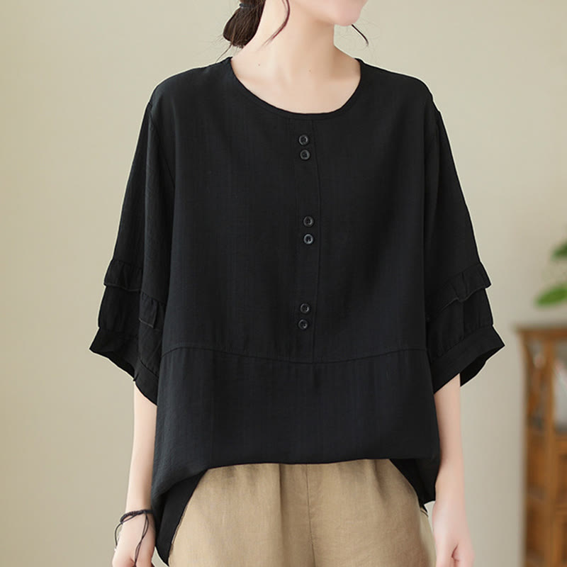 Casual Summer Plain Crew Neck Women's Polyester Short Sleeve T-shirt