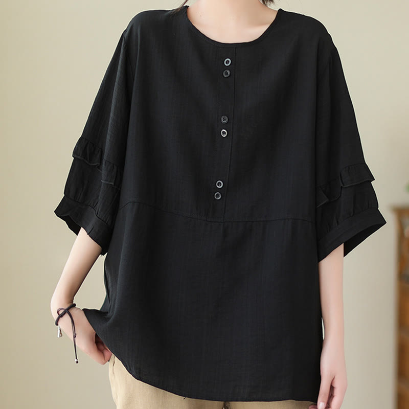 Casual Summer Plain Crew Neck Women's Polyester Short Sleeve T-shirt