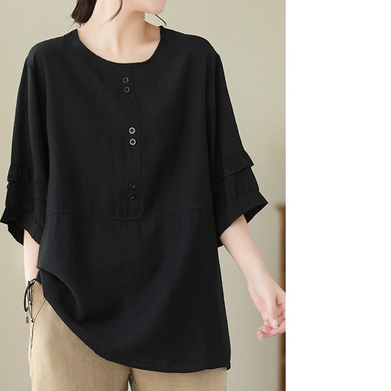 Casual Summer Plain Crew Neck Women's Polyester Short Sleeve T-shirt
