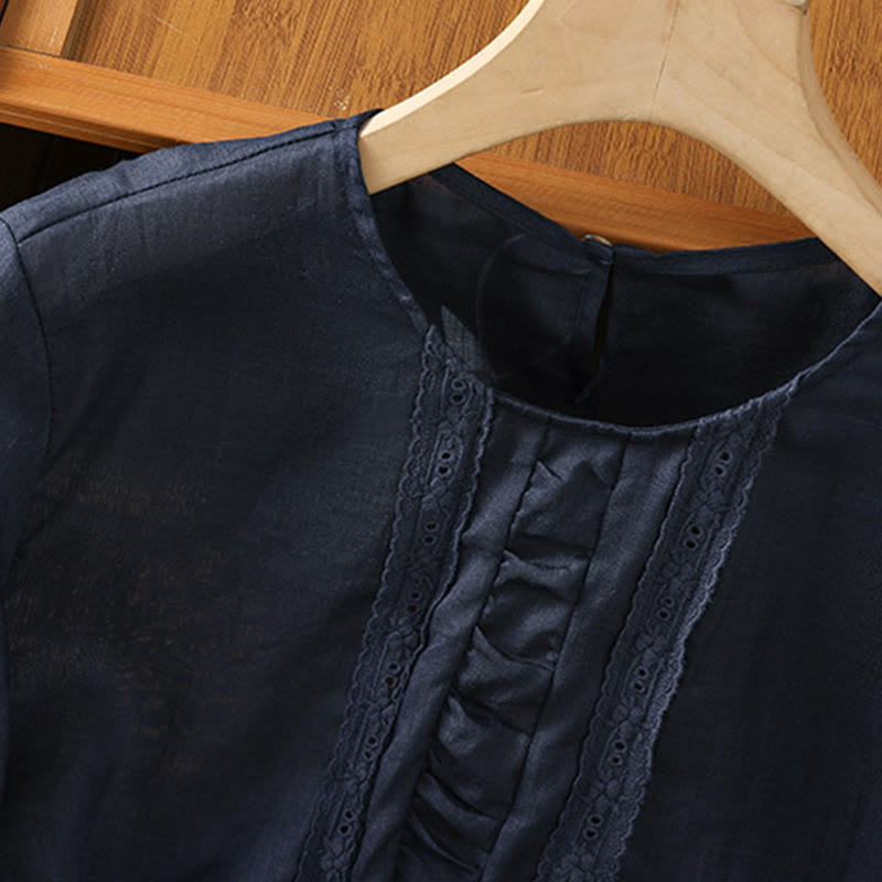 Cotton Linen Three-Quarter Sleeve Mindful Grounding Shirt