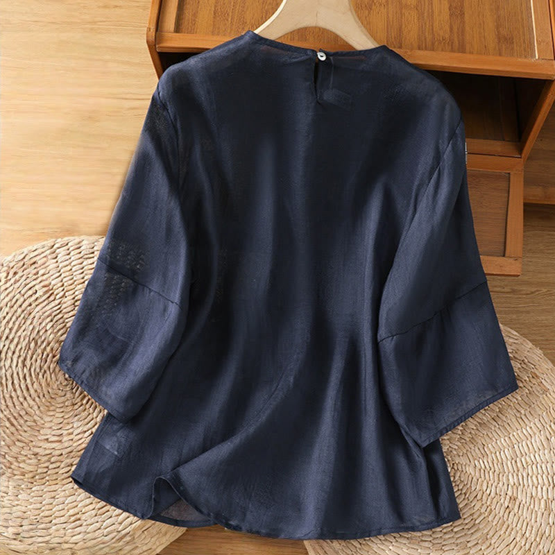 Cotton Linen Three-Quarter Sleeve Mindful Grounding Shirt