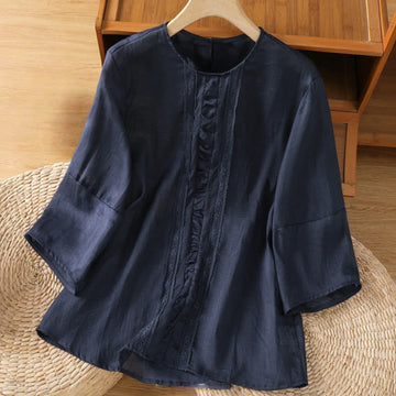 Cotton Linen Three-Quarter Sleeve Mindful Grounding Shirt