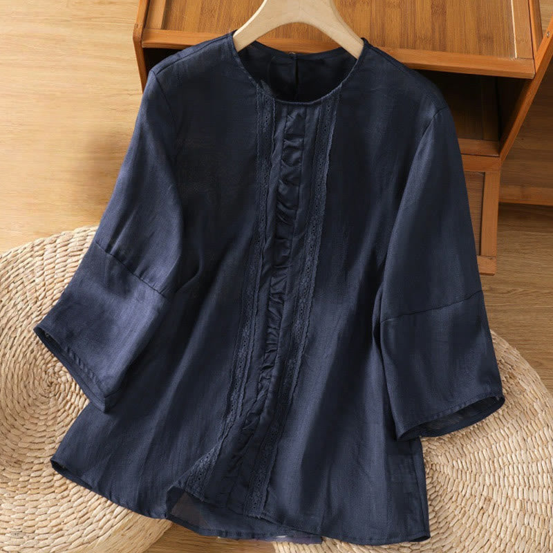 Cotton Linen Three-Quarter Sleeve Mindful Grounding Shirt