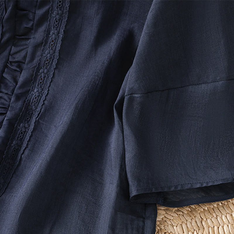 Cotton Linen Three-Quarter Sleeve Mindful Grounding Shirt