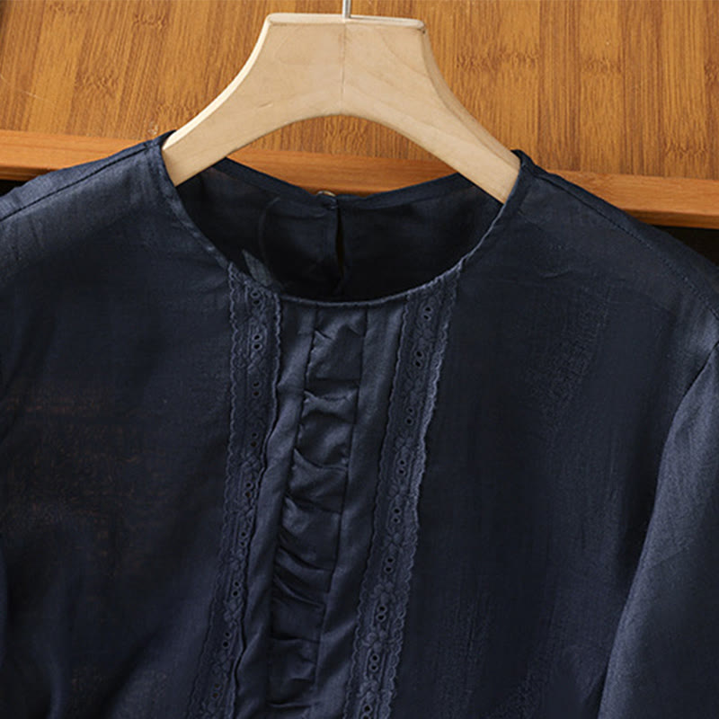Cotton Linen Three-Quarter Sleeve Mindful Grounding Shirt