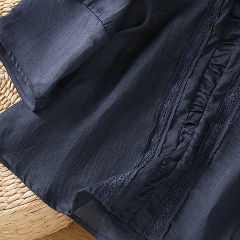 Cotton Linen Three-Quarter Sleeve Mindful Grounding Shirt