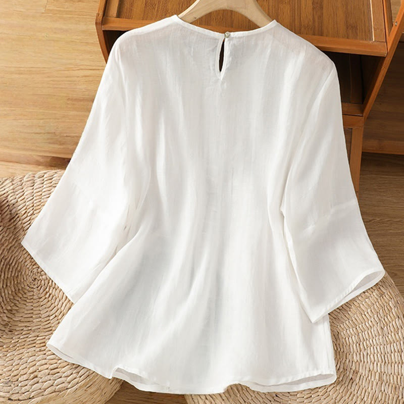 Cotton Linen Three-Quarter Sleeve Mindful Grounding Shirt