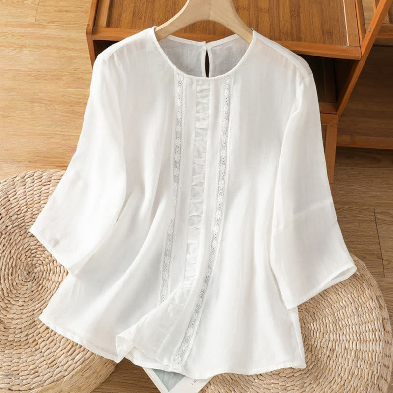 Cotton Linen Three-Quarter Sleeve Mindful Grounding Shirt
