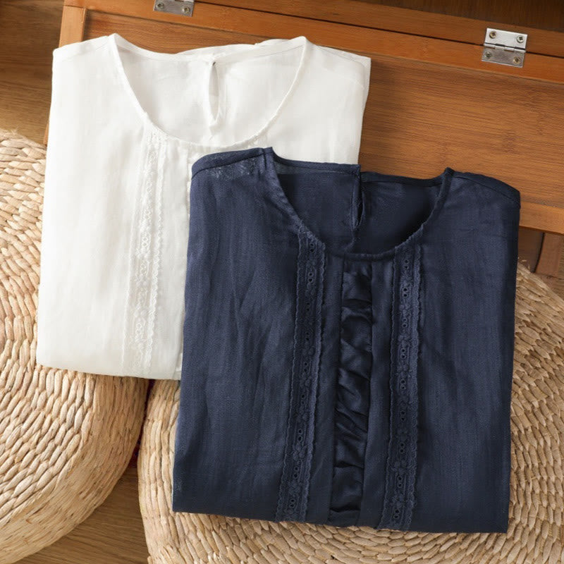 Cotton Linen Three-Quarter Sleeve Mindful Grounding Shirt
