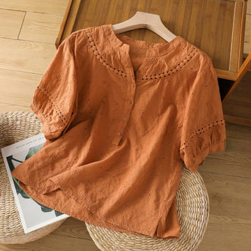 Breathable Cotton Linen Notched Collar Meditation Shirt