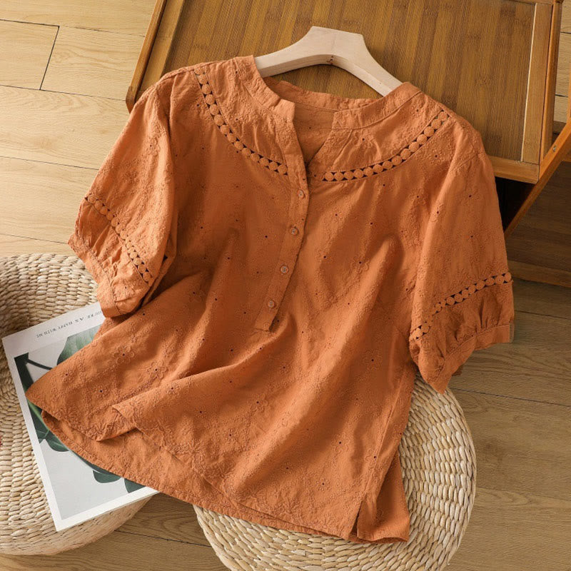 Breathable Cotton Linen Notched Collar Meditation Shirt