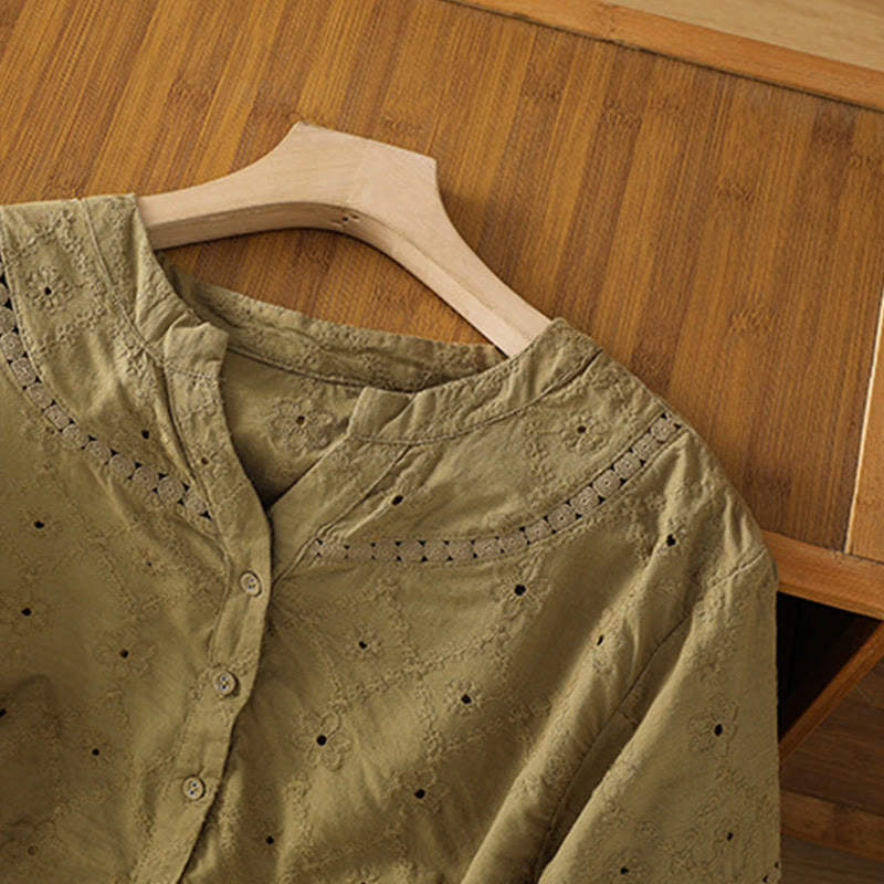 Breathable Cotton Linen Notched Collar Meditation Shirt