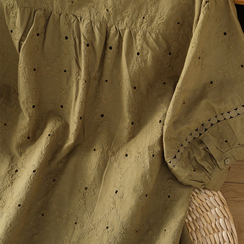 Breathable Cotton Linen Notched Collar Meditation Shirt