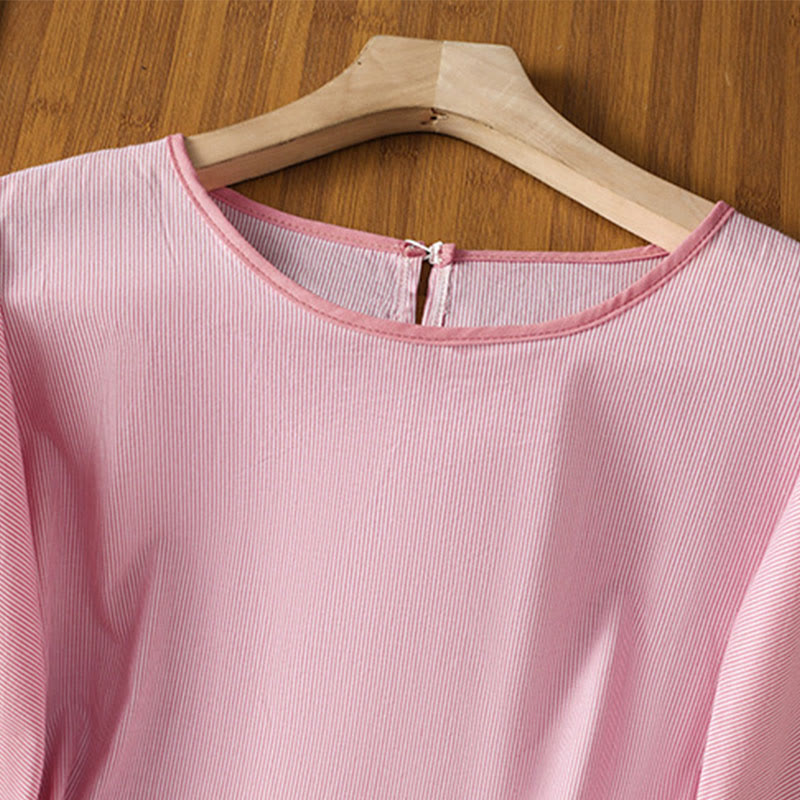 Breathable Cotton Striped Mindful Crew Neck T-Shirt