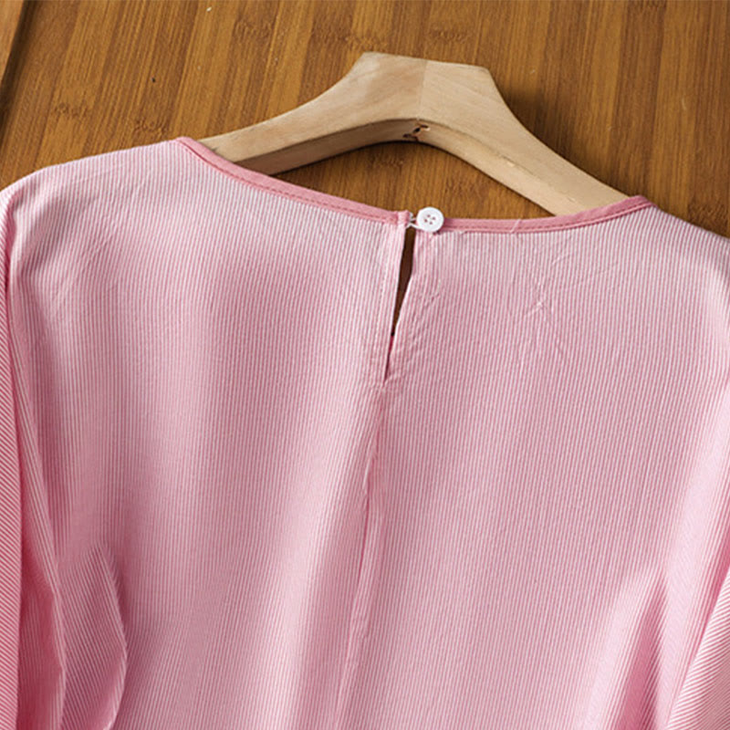 Breathable Cotton Striped Mindful Crew Neck T-Shirt