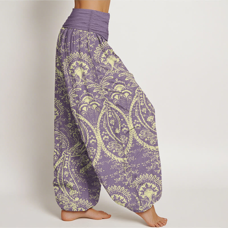 Cotton Paisley Print Grounding Yoga Harem Pants