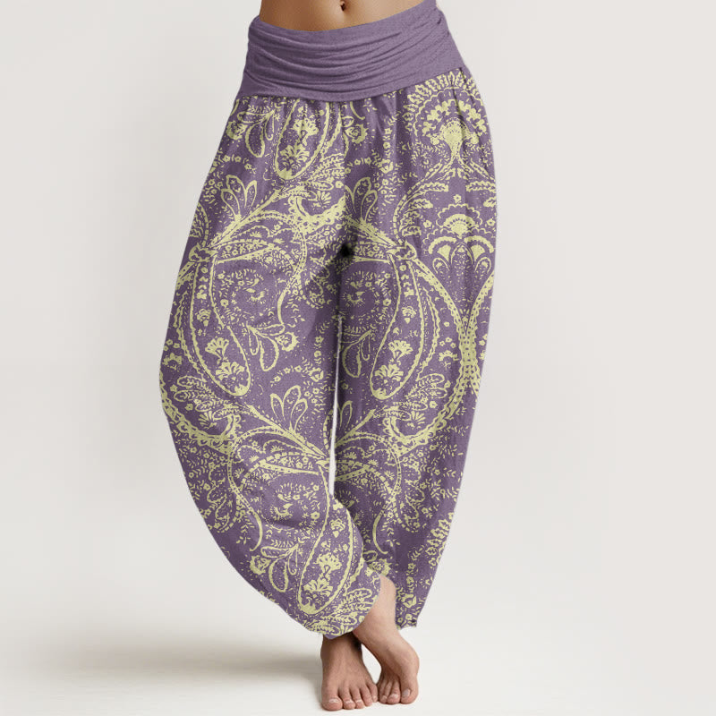 Cotton Paisley Print Grounding Yoga Harem Pants