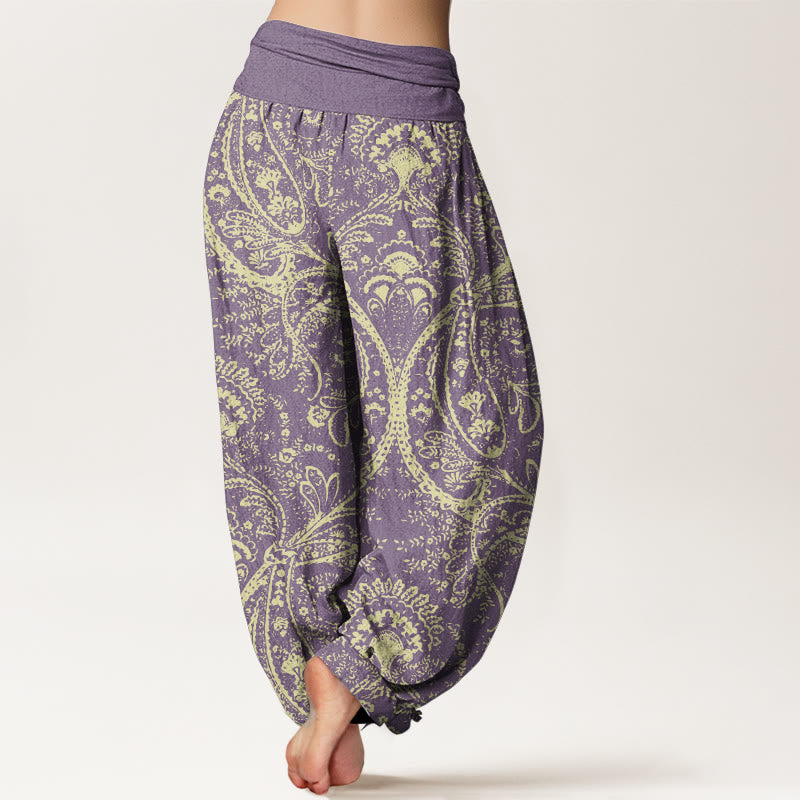 Cotton Paisley Print Grounding Yoga Harem Pants