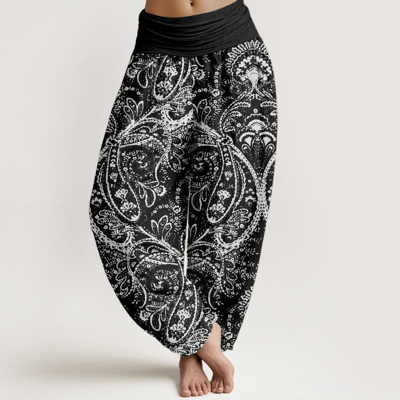Cotton Paisley Print Grounding Yoga Harem Pants