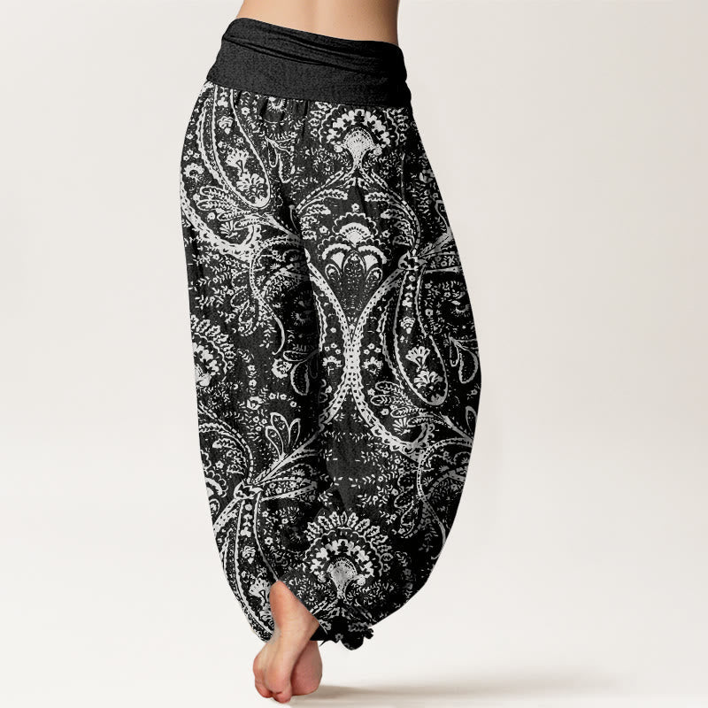 Cotton Paisley Print Grounding Yoga Harem Pants
