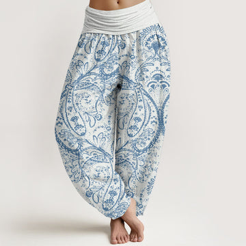 Cotton Paisley Print Grounding Yoga Harem Pants