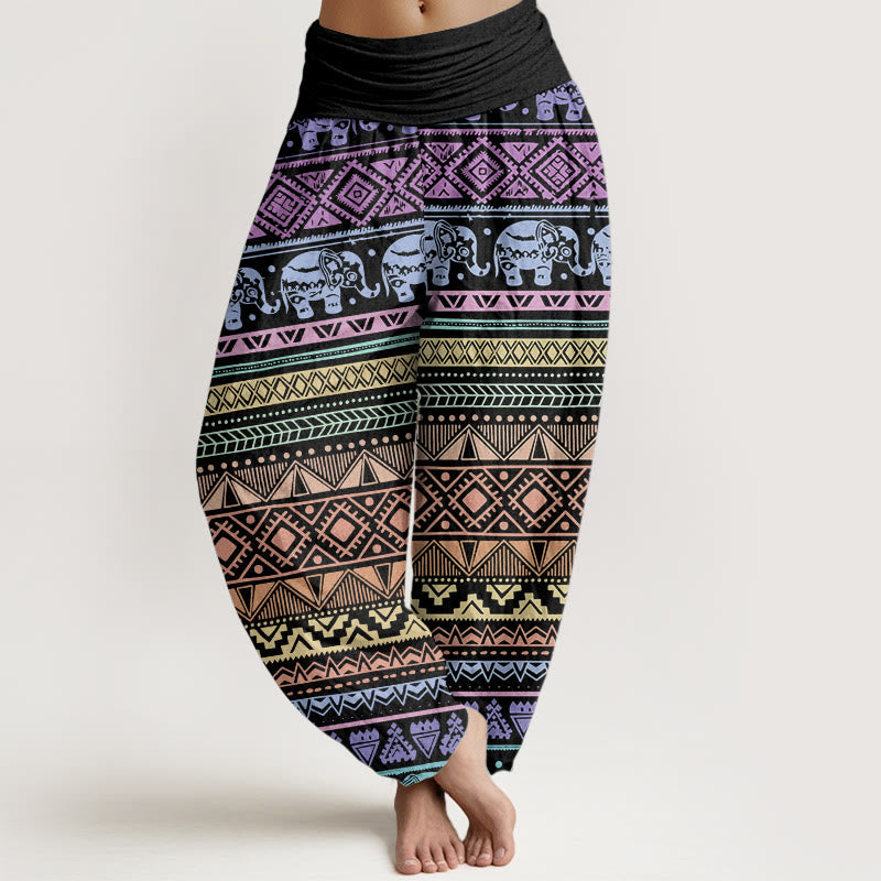 Tactile Cotton Geometric Print Meditation Harem Pants