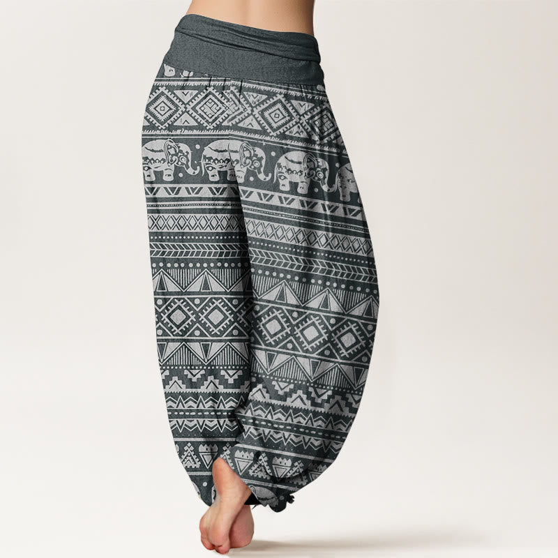 Tactile Cotton Geometric Print Meditation Harem Pants