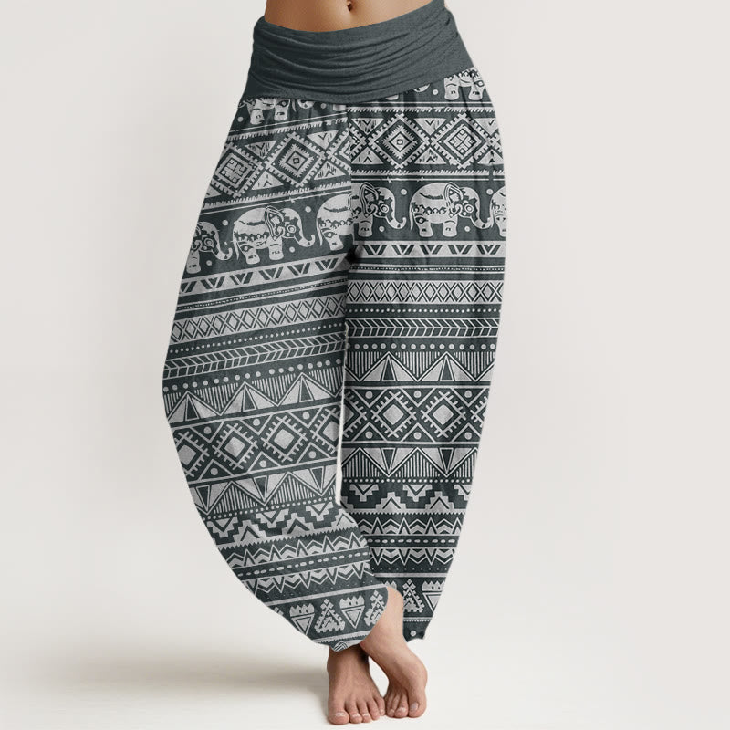 Tactile Cotton Geometric Print Meditation Harem Pants