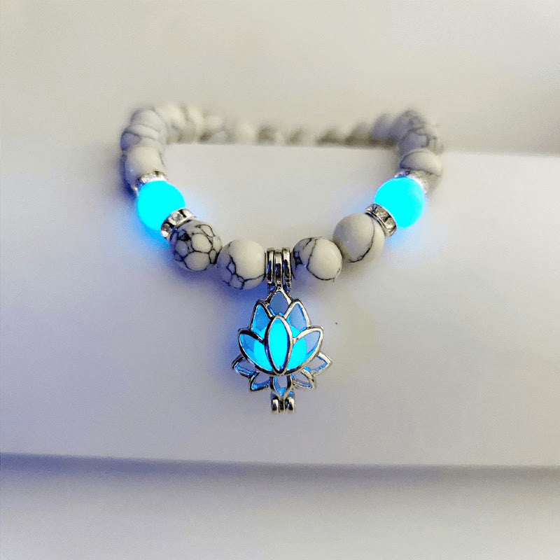 Tibetan Turquoise Glowstone Luminous Bead Lotus Protection Bracelet
