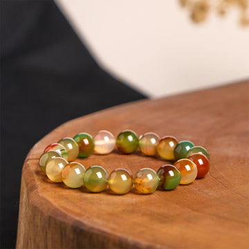 Natural Colorful Peacock Agate Beaded Bracelet for Courage and Clarity
