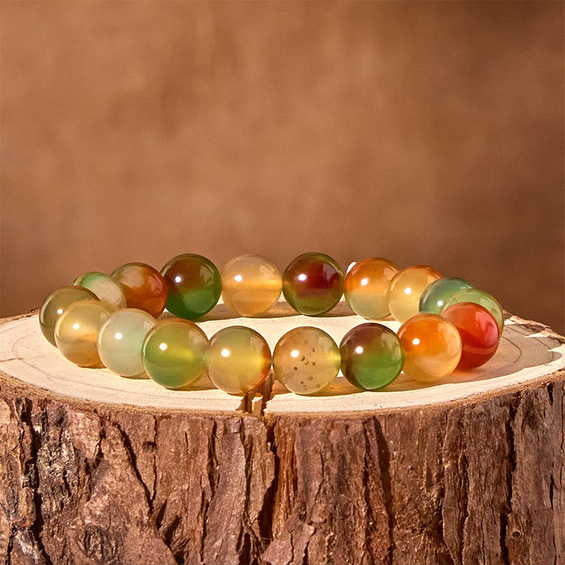 Natural Colorful Peacock Agate Beaded Bracelet for Courage and Clarity