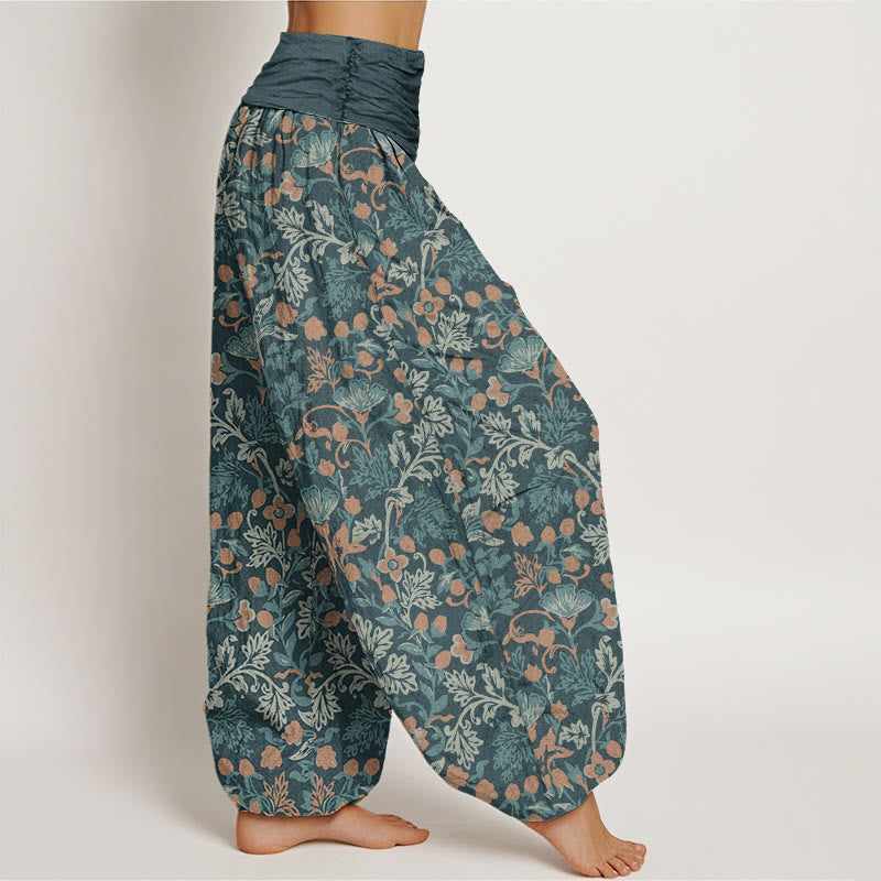 Breathable Cotton Botanical Print Meditation Harem Pants