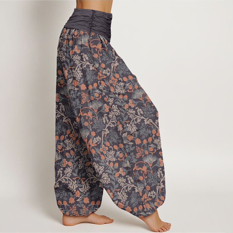 Breathable Cotton Botanical Print Meditation Harem Pants