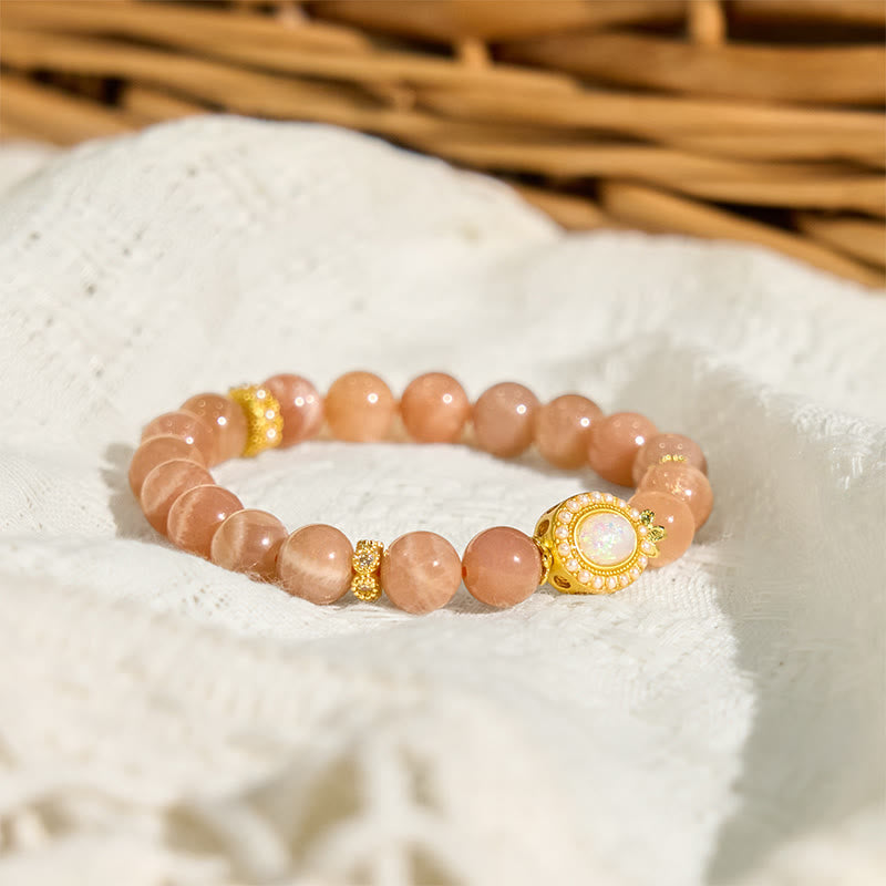 Natural Peach Moonstone Adjustable Soothing Bracelet